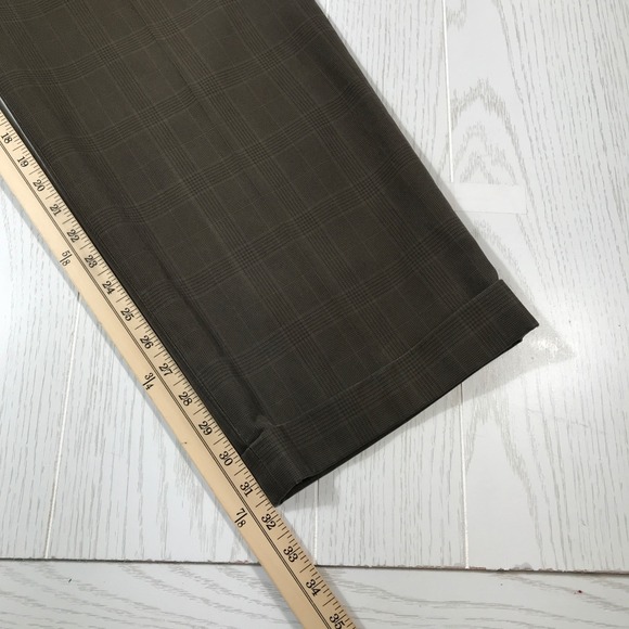 Vintage Eddie Bauer Pants Men 38x32 Brown Windowpane Houndstooth Cuffed Classic - Picture 7 of 11
